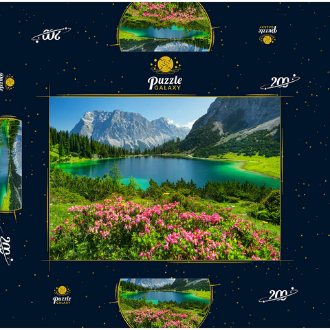 Blühende Alpenrosen am Seebensee im Wandergebiet der Ehrwalder Alm, Tiroler Zugspitz Arena 200 Puzzle Schachtel 3D Modell