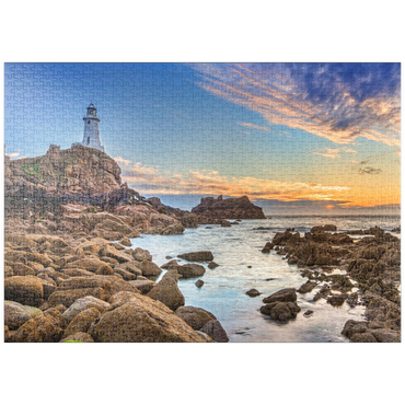 puzzleplate Leuchtturm am Corbiere Point, St. Brelade, Insel Jersey, Kanalinseln, Großbritannien 1000 Puzzle