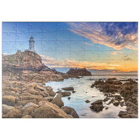 puzzleplate Leuchtturm am Corbiere Point, St. Brelade, Insel Jersey, Kanalinseln, Großbritannien 100 Puzzle