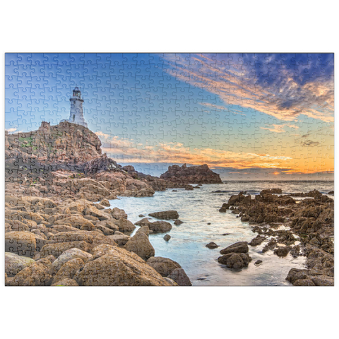 puzzleplate Leuchtturm am Corbiere Point, St. Brelade, Insel Jersey, Kanalinseln, Großbritannien 500 Puzzle