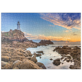 Darstellung des Puzzle Motivs Leuchtturm am Corbiere Point, St. Brelade, Insel Jersey - Puzzleteile: 500
