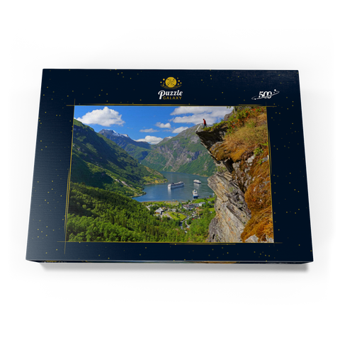 Blick vom Flydalsjuvet auf den Geiranger Fjord, Norwegen 500 Puzzle Schachtel Ansicht3