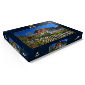 Alternative Darstellung des Puzzle-Motivs Bauernhaus gegen Kaisergebirge (2344m), Reith bei Kitzbühel, Österreich – Puzzleteile: 200