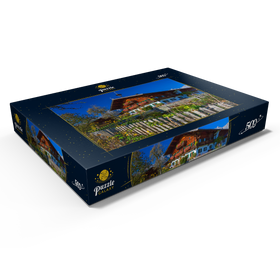 Alternative Darstellung des Puzzle-Motivs Bauernhaus gegen Kaisergebirge (2344m), Reith bei Kitzbühel, Österreich – Puzzleteile: 500