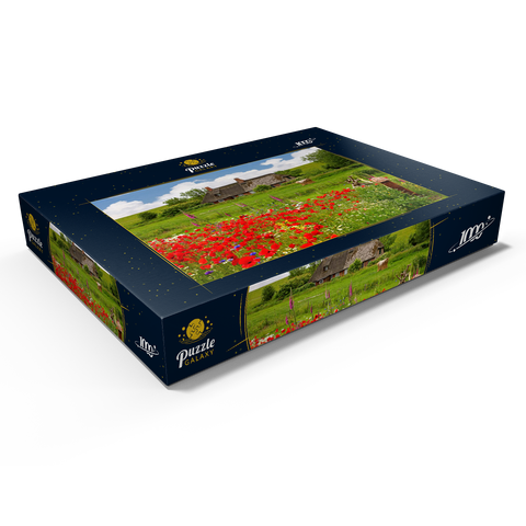 Sommerwiese mit Mohnblumen und Bauernkate bei Westerhever 1000 Puzzle Schachtel Ansicht1