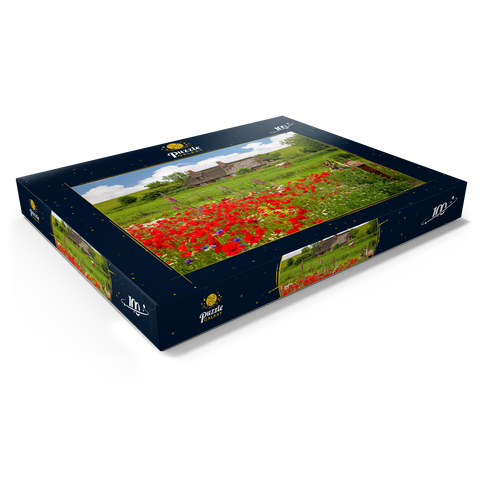 Sommerwiese mit Mohnblumen und Bauernkate bei Westerhever 100 Puzzle Schachtel Ansicht1