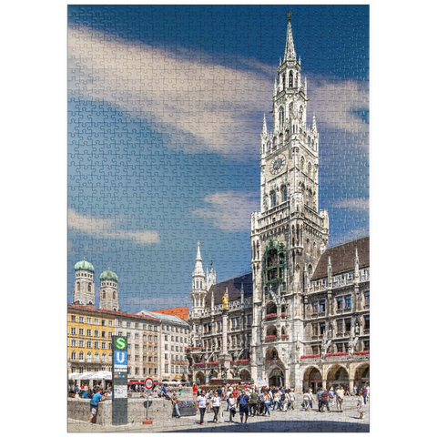 puzzleplate Marienplatz mit den Türmen der Frauenkirche und Rathaus, München 1000 Puzzle