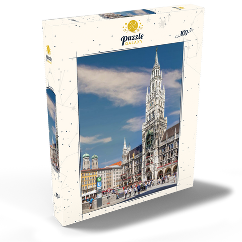 Marienplatz mit den Türmen der Frauenkirche und Rathaus, München 100 Puzzle Schachtel Ansicht2