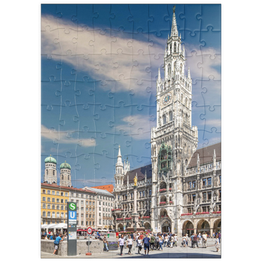 puzzleplate Marienplatz mit den Türmen der Frauenkirche und Rathaus, München 100 Puzzle