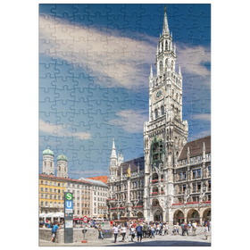 Darstellung des Puzzle Motivs Marienplatz mit den Türmen der Frauenkirche und Rathaus, München - Puzzleteile: 200