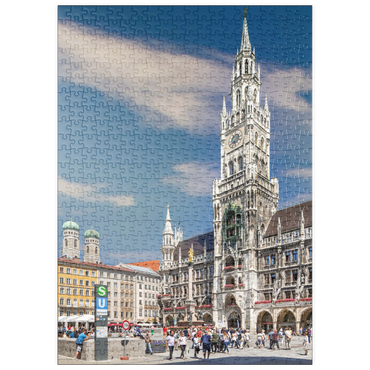 puzzleplate Marienplatz mit den Türmen der Frauenkirche und Rathaus, München 500 Puzzle