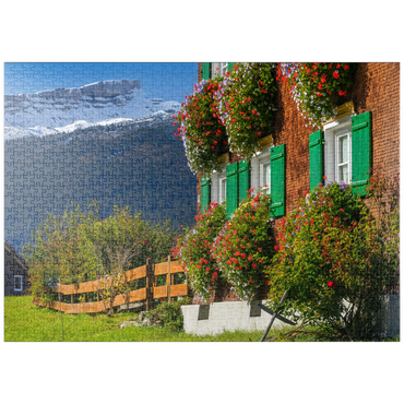 puzzleplate Bauernhaus bei Riezlern und Hoher Ifen (2230m), Kleines Walsertal 1000 Puzzle