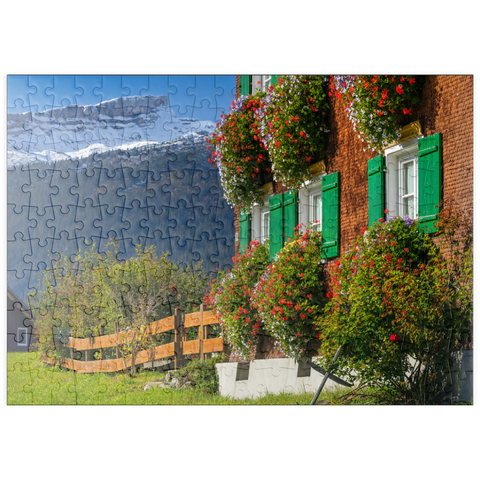 puzzleplate Bauernhaus bei Riezlern und Hoher Ifen (2230m), Kleines Walsertal 200 Puzzle