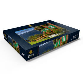Darstellung des Puzzle Motivs Bauernhaus bei Riezlern und Hoher Ifen (2230m), Kleines Walsertal - Puzzleteile: 500