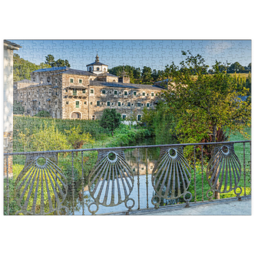 puzzleplate Kloster Monasterio San Xulián y Basilisa de Samos in Samos bei Sarria, Jakobsweg Camino de Santiago 500 Puzzle