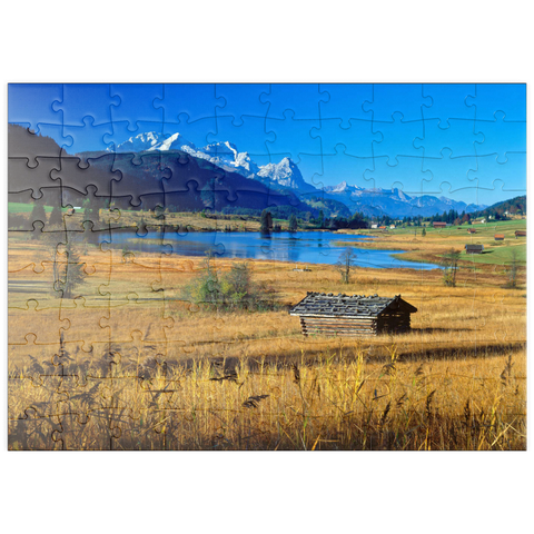 puzzleplate Geroldsee gegen Zugspitzgruppe bei Mittenwald 100 Puzzle