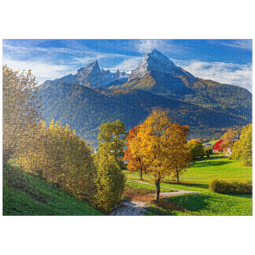 puzzleplate Naturerlebnisweg bei Bischofswiesen nahe Berchtesgaden mit Blick zum Watzmann 1000 Puzzle