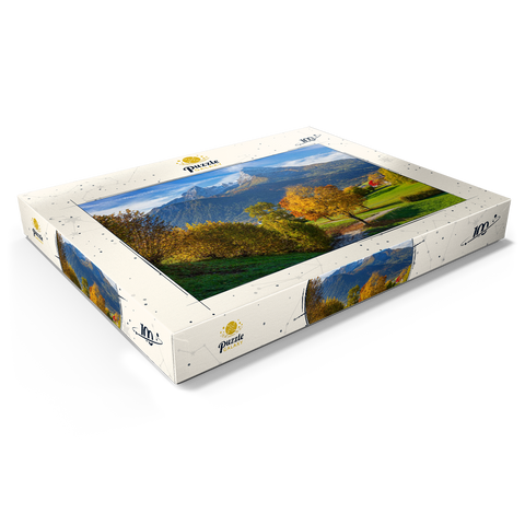 Naturerlebnisweg bei Bischofswiesen nahe Berchtesgaden mit Blick zum Watzmann 100 Puzzle Schachtel Ansicht1
