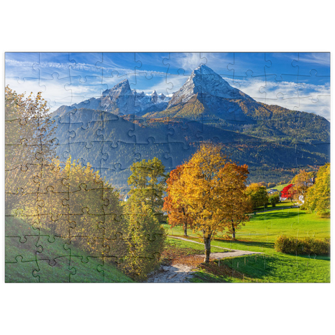 puzzleplate Naturerlebnisweg bei Bischofswiesen nahe Berchtesgaden mit Blick zum Watzmann 100 Puzzle