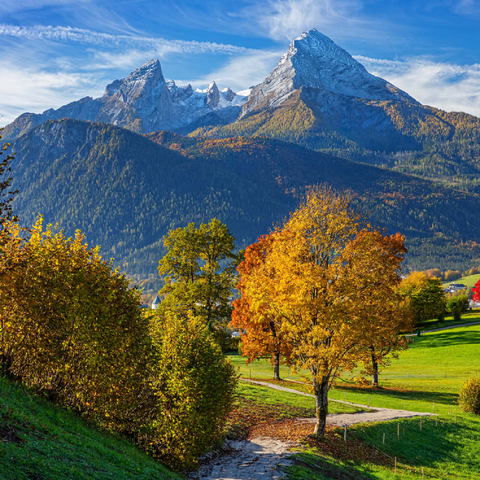 Naturerlebnisweg bei Bischofswiesen nahe Berchtesgaden mit Blick zum Watzmann 100 Puzzle 3D Modell