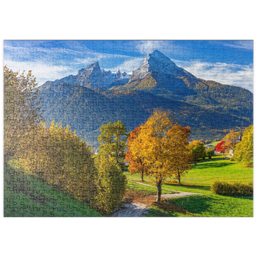 puzzleplate Naturerlebnisweg bei Bischofswiesen nahe Berchtesgaden mit Blick zum Watzmann 500 Puzzle