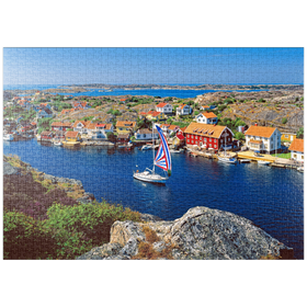 Darstellung des Puzzle Motivs Blick über Kyrkesund an der Schärenküste, Insel Tjörn, Bohuslän, Schweden - Puzzleteile: 1000