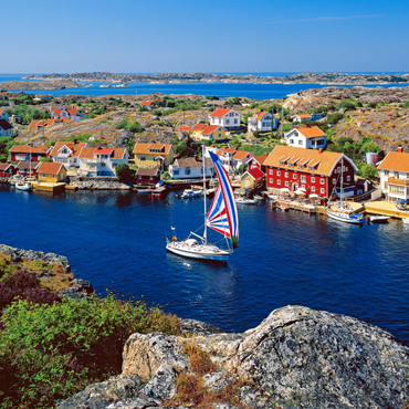 Blick über Kyrkesund an der Schärenküste, Insel Tjörn, Bohuslän, Schweden 1000 Puzzle 3D Modell