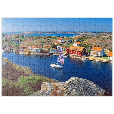 puzzleplate Blick über Kyrkesund an der Schärenküste, Insel Tjörn, Bohuslän, Schweden 200 Puzzle