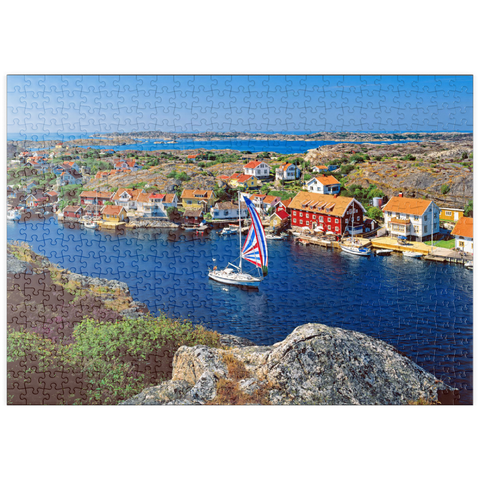 puzzleplate Blick über Kyrkesund an der Schärenküste, Insel Tjörn, Bohuslän, Schweden 500 Puzzle