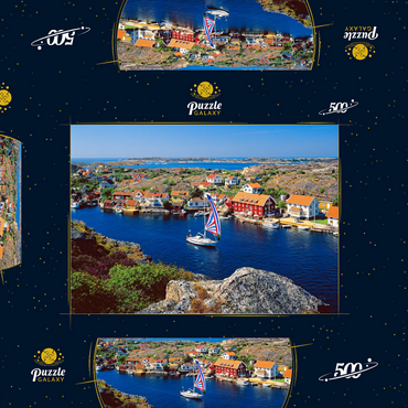 Blick über Kyrkesund an der Schärenküste, Insel Tjörn, Bohuslän, Schweden 500 Puzzle Schachtel 3D Modell