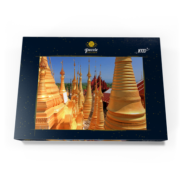 Pagodenwald von Stupas der Shwe-Indein-Pagode beim Dorf Indein am Inle See, Shan Staat, Myanmar 1000 Puzzle Schachtel Ansicht3