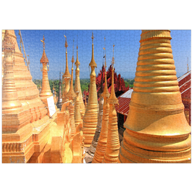Darstellung des Puzzle-Motivs Shwe-Indein-Pagode beim Dorf Indein am Inle See, Myanmar – Puzzleteile: 1000