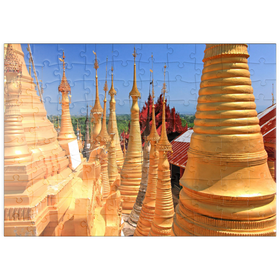 Darstellung des Puzzle Motivs Shwe-Indein-Pagode beim Dorf Indein am Inle See, Myanmar - Puzzleteile: 100