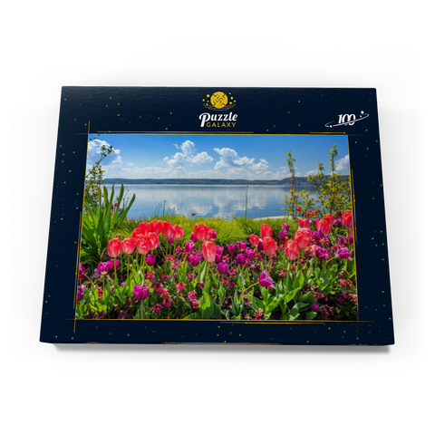 Seepromenade in Überlingen am Bodensee im Frühling zur Tulpenblüte 100 Puzzle Schachtel Ansicht3
