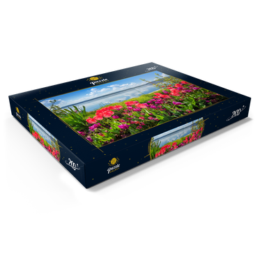 Seepromenade in Überlingen am Bodensee im Frühling zur Tulpenblüte 200 Puzzle Schachtel Ansicht1
