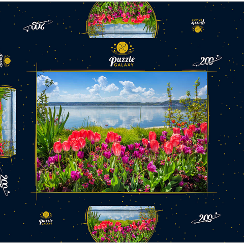 Seepromenade in Überlingen am Bodensee im Frühling zur Tulpenblüte 200 Puzzle Schachtel 3D Modell