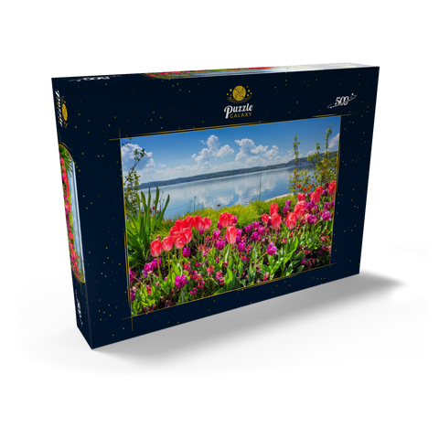 Seepromenade in Überlingen am Bodensee im Frühling zur Tulpenblüte 500 Puzzle Schachtel Ansicht2