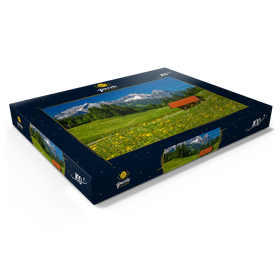 Darstellung des Puzzle Motivs Am Gschwandtnerbauer gegen Zugspitzgruppe, Garmisch-Partenkirchen - Puzzleteile: 100