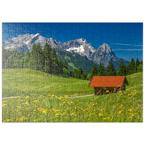 puzzleplate Am Gschwandtnerbauer (1020m) gegen Zugspitzgruppe (2962m), Garmisch-Partenkirchen 200 Puzzle