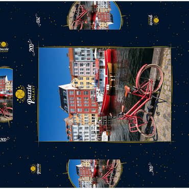 Stichkanal Nyhavn im Stadtteil Frederiksstaden 200 Puzzle Schachtel 3D Modell