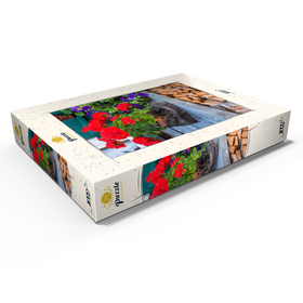 Alternative Darstellung des Puzzle-Motivs Alter Wanderstiefel mit Geranien in Oberstdorf – Puzzleteile: 1000