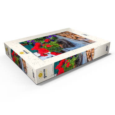 Alter Wanderstiefel mit Geranien in Oberstdorf 1000 Puzzle Schachtel Ansicht1