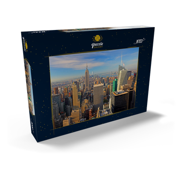 Blick vom Rockefeller Center zum Empire State Building und One World Trade Center, Manhattan, New York City, USA 1000 Puzzle Schachtel Ansicht2