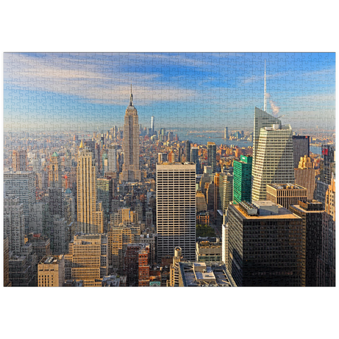 puzzleplate Blick vom Rockefeller Center zum Empire State Building und One World Trade Center, Manhattan, New York City, USA 1000 Puzzle
