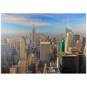 Darstellung des Puzzle Motivs Rockefeller Center und Empire State Building mit One World Trade Center, New York City - Puzzleteile: 1000