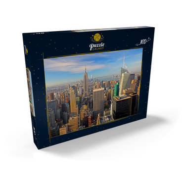 Blick vom Rockefeller Center zum Empire State Building und One World Trade Center, Manhattan, New York City, USA 100 Puzzle Schachtel Ansicht2