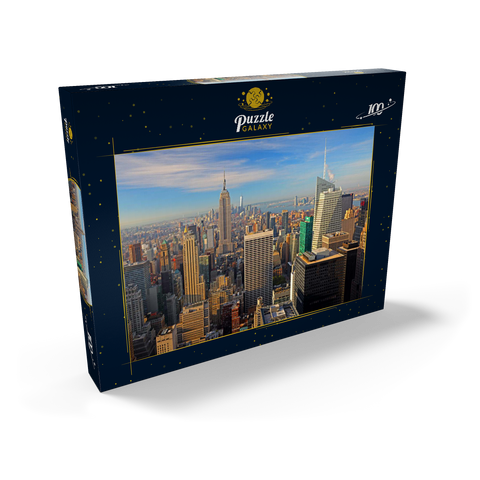 Blick vom Rockefeller Center zum Empire State Building und One World Trade Center, Manhattan, New York City, USA 100 Puzzle Schachtel Ansicht2
