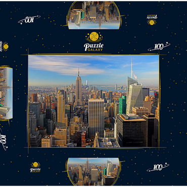 Blick vom Rockefeller Center zum Empire State Building und One World Trade Center, Manhattan, New York City, USA 100 Puzzle Schachtel 3D Modell