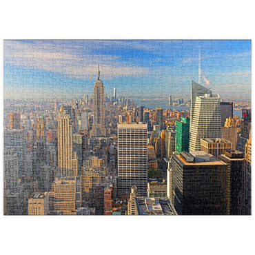 puzzleplate Blick vom Rockefeller Center zum Empire State Building und One World Trade Center, Manhattan, New York City, USA 500 Puzzle