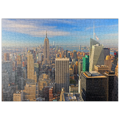 puzzleplate Blick vom Rockefeller Center zum Empire State Building und One World Trade Center, Manhattan, New York City, USA 500 Puzzle
